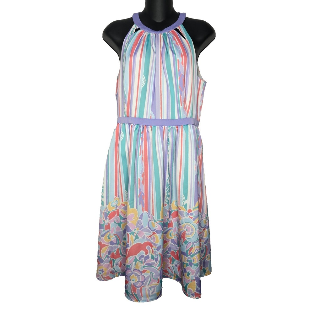 Modcloth Womens Medium Halter Dress Floral Pastel Spring Behold the Blogger